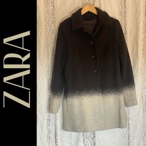 Zara Basic Wool Jacket Ombre Coco Brown & Cool Grey/Cream, 78% Wool 22% Poly XL